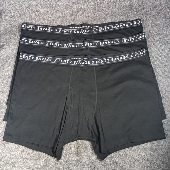 Savage X Fenty Boxer Briefs Size 4XL Black 3 Pair Classics Cotton - Picture 1 of 5